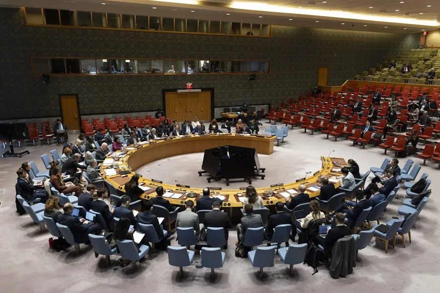 Fotografía de archivo de los miembros del Consejo de Seguridad de las Naciones Unidas escuchando a Tom Fletcher, Subsecretario General de las Naciones Unidas para Asuntos Humanitarios en Nueva York, Nueva York, EE. UU. EFE/EPA/JUSTIN LANE