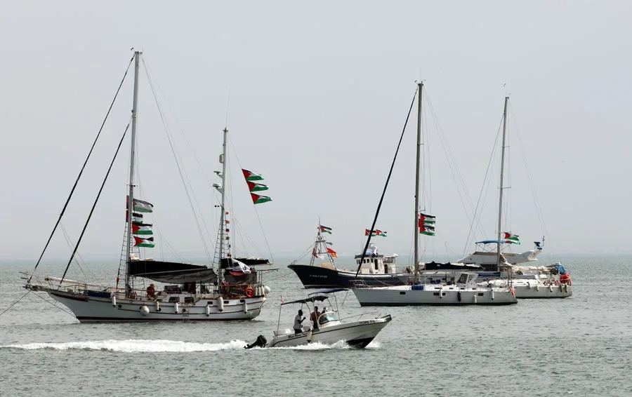 Buques, parte de la Flotilla Global Sumud, en una imagen de archivo. 