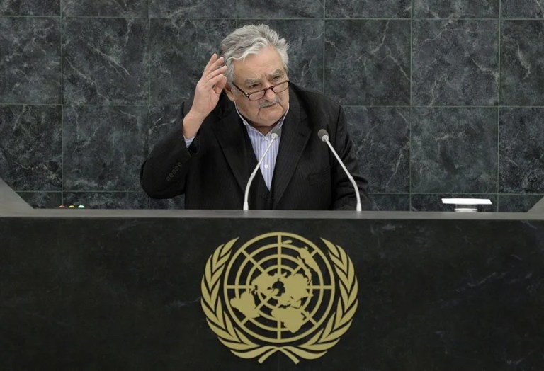 El expresidente de Uruguay José Mujica, durante el discurso de 2013 en la ONU.