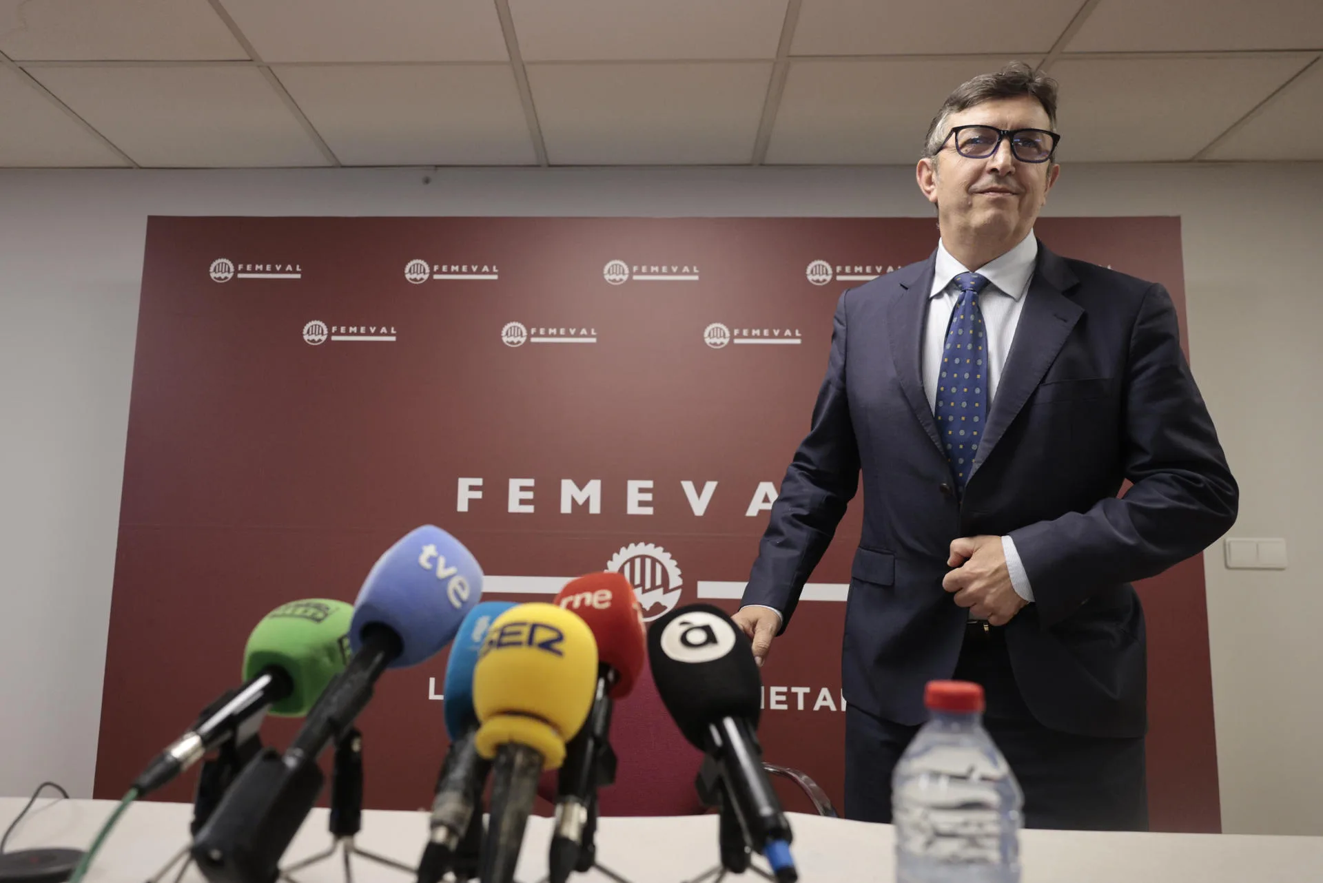 El presidente de la Federación Empresarial Metalúrgica Valenciana (Femeval), Vicente Lafuente, este viernes. EFE/Kai Forsterling