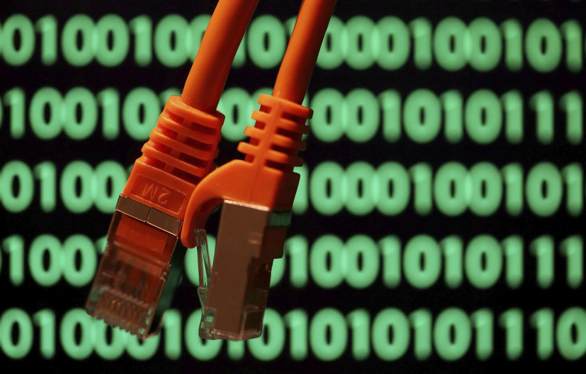 Imagen de archivo de unos cables sobre una pantalla de ordenador con un código binario. EFE/Oliver Berg