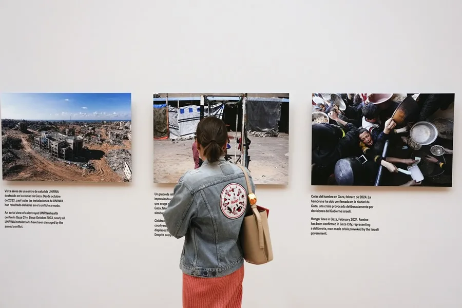 Vista de la exposición 'Gaza a través de sus ojos", en el Museo Thyssen de Madrid.