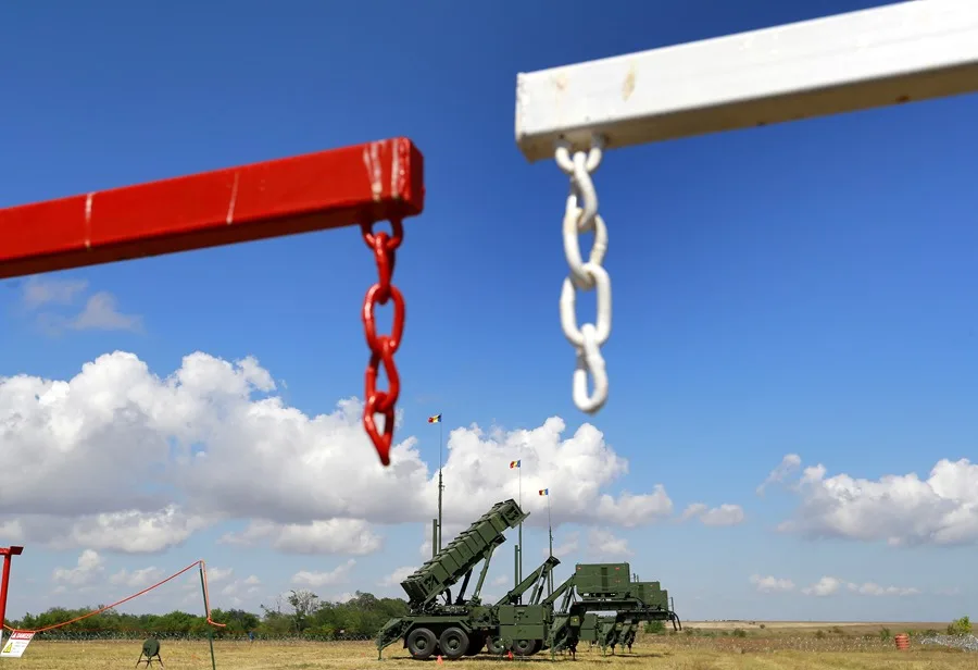 Una plataforma de lanzamiento de misiles Patriot