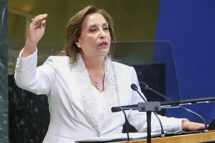 Fotografía de archivo de la presidenta peruana, Dina Boluarte, durante la Asamblea General de las Naciones Unidas. EFE/EPA/SARAH YENESEL