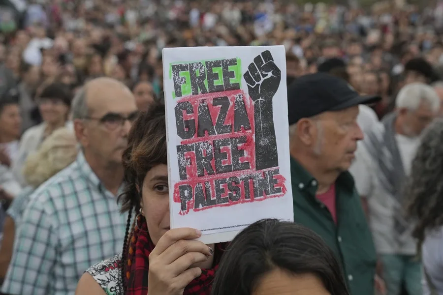 Una pancarta en la manifestación de Barcelona. 
