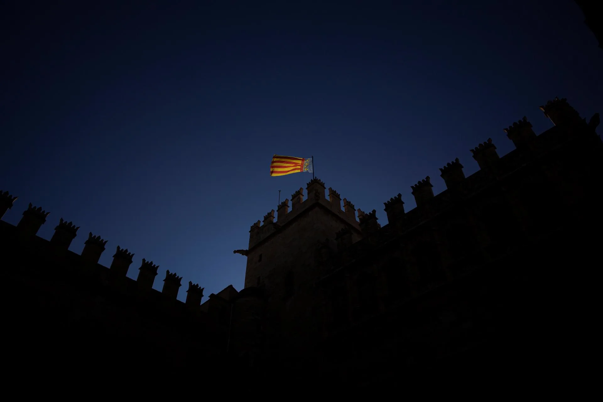 La Senyera valenciana ondeando sobre la Lonja de València. EFE/ Biel Aliño/Archivo