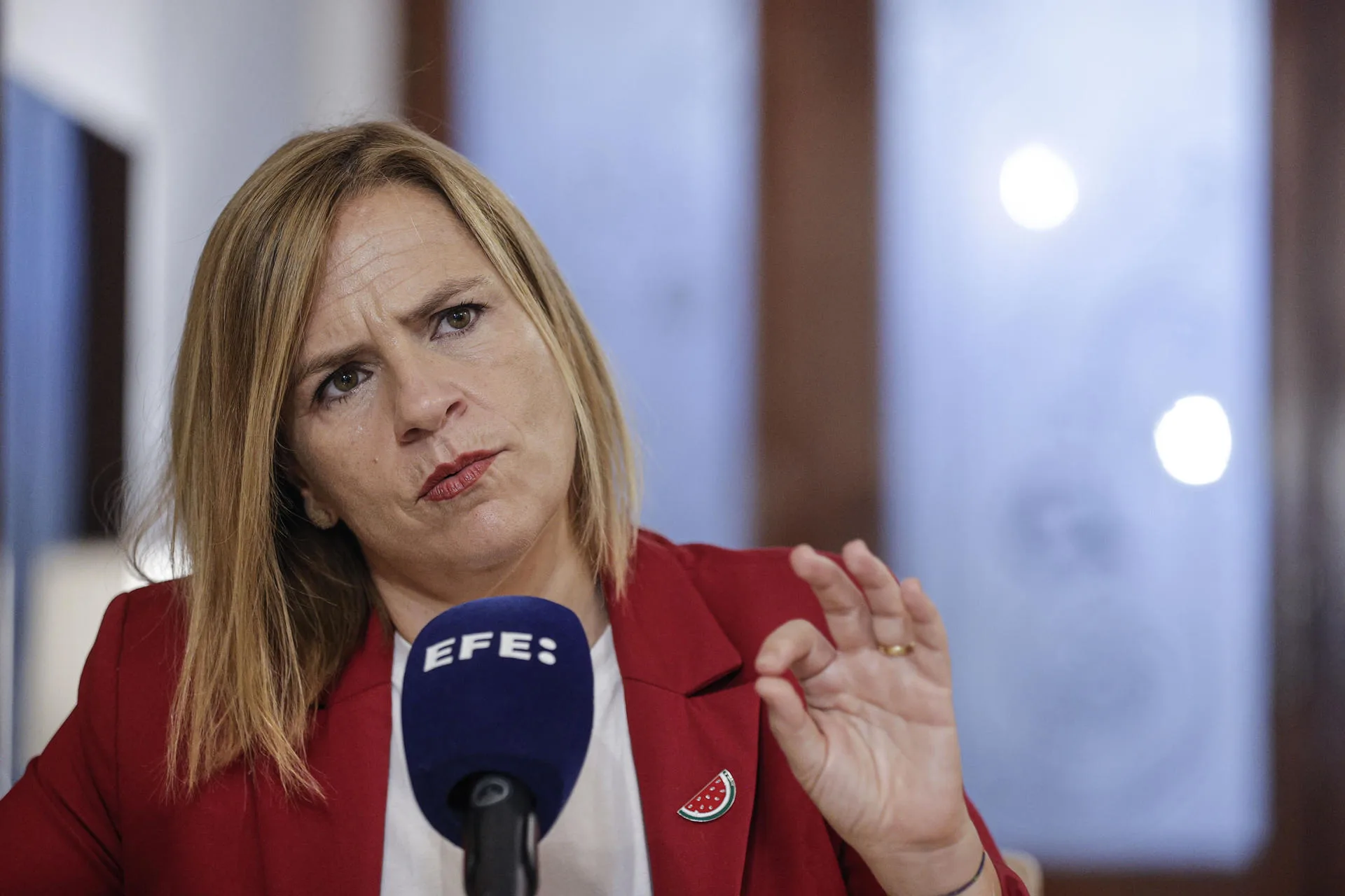 La delegada del Gobierno en la Comunitat Valenciana, Pilar Bernabé, durante la entrevista. EFE/Manuel Bruque