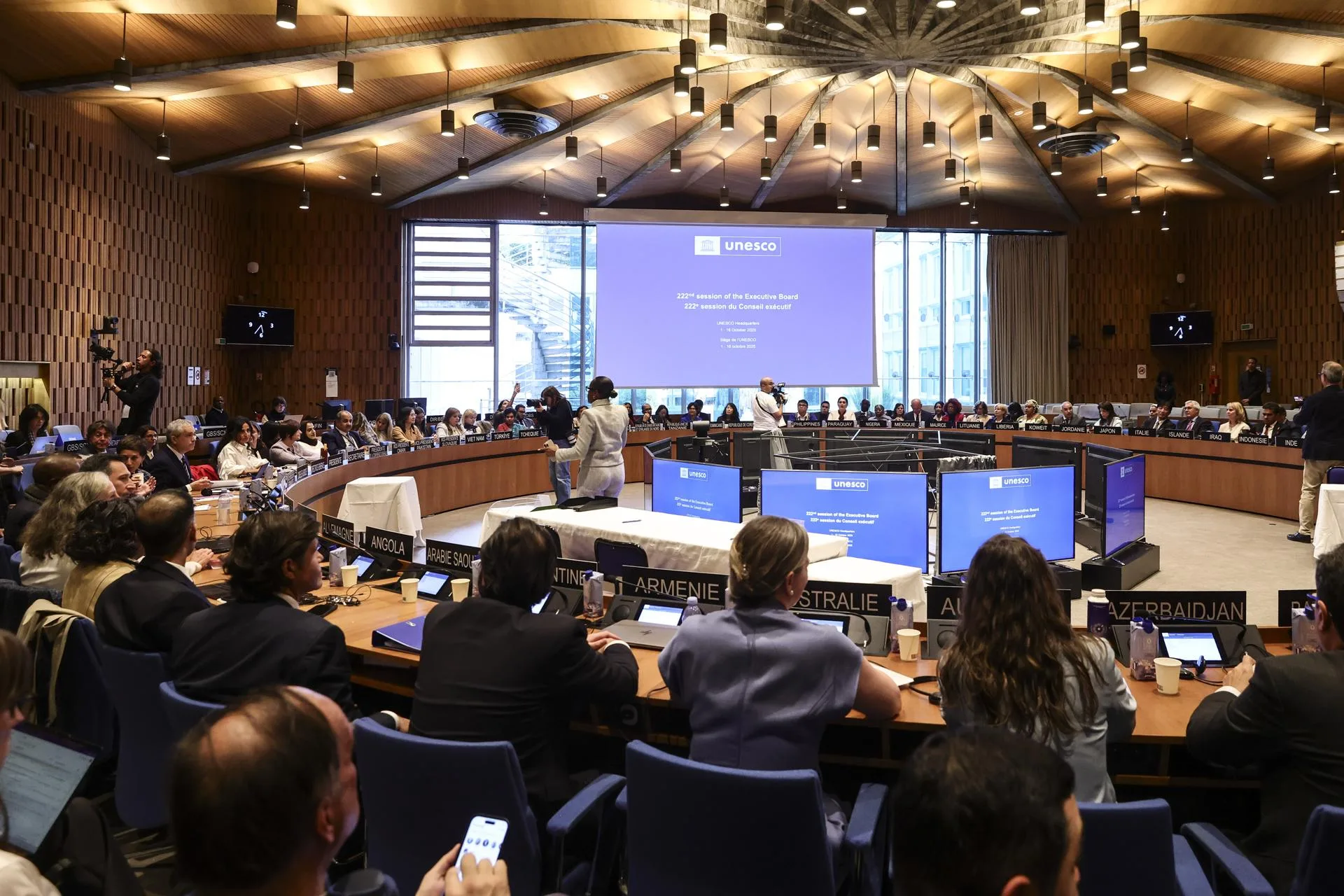 (FILE). Members of the executive council moments before a vote on the proposition for the new secretary-general of UNESCO in Paris, France. October 06, 2025. EFE/EPA/TERESA SUAREZ