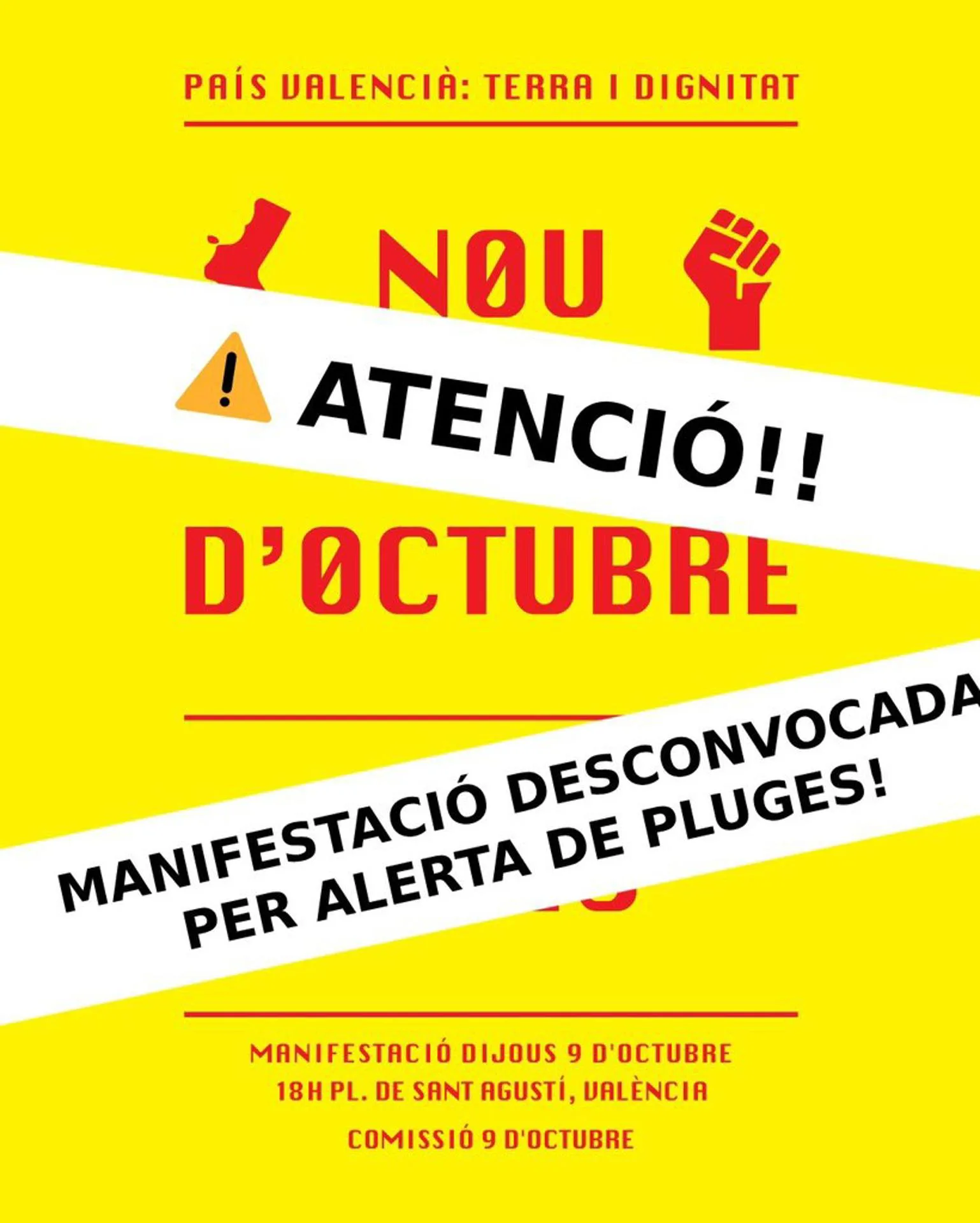 Imagen del cartel desconvocando la manifestación.